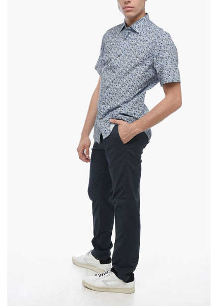 Camasi casual CORNELIANI Id Cotton Slim Fit Shirt With Floral Motif Light Blue Barbati (BM 15148336) 4