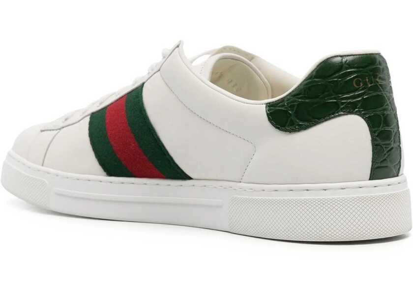 Sneakers Gucci Leather Sneakers GR.WHI/VRV/GREEN ACE Barbati (BM 15148363) 3