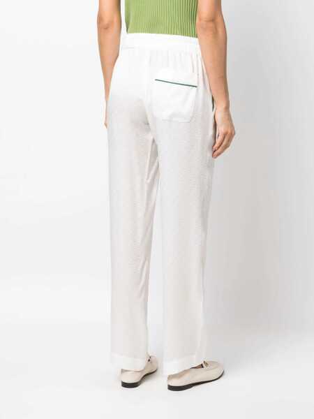 Pantaloni casual Casablanca Jacquard Silk Pants With Elastic Waistband White Femei (BM 15148426) 4