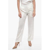 Pantaloni casual Jacquard Silk Pants With Elastic Waistband Femei