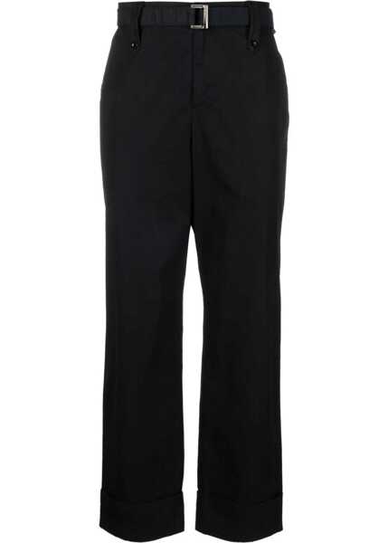 Pantaloni casual Sacai Belted Cotton Pants Black Barbati (BM 15148435) 1