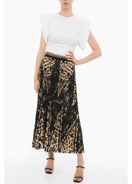 Fuste lungi PIERRE-LOUIS MASCIA Animal-Printed Pleated Maxi Skirt Brown Femei (BM 15148588) 4