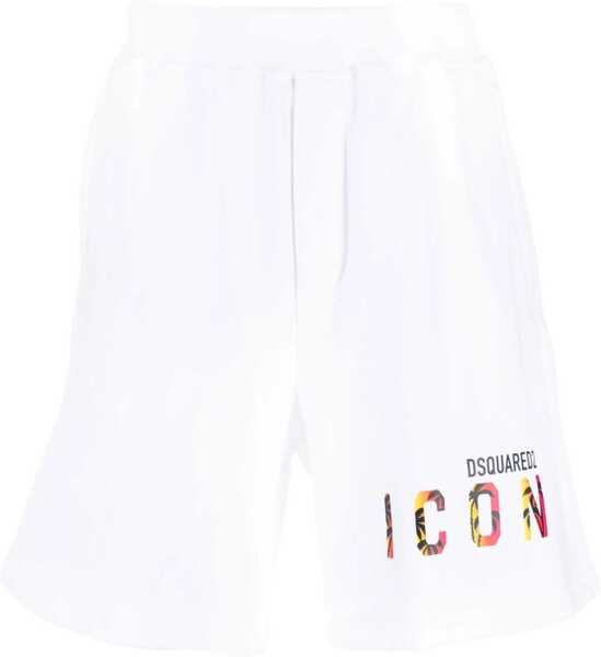 Pantaloni scurti DSQUARED2 Printed Icon Sunset Jogger Shorts White Barbati (BM 15148594) 1