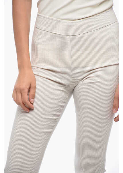 Pantaloni casual AVENUE MONTAIGNE Slim Striped Pants With Flared Hem Beige Femei (BM 15148663) 3