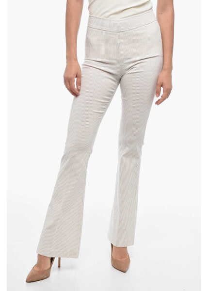 Pantaloni casual AVENUE MONTAIGNE Slim Striped Pants With Flared Hem Beige Femei (BM 15148663) 1