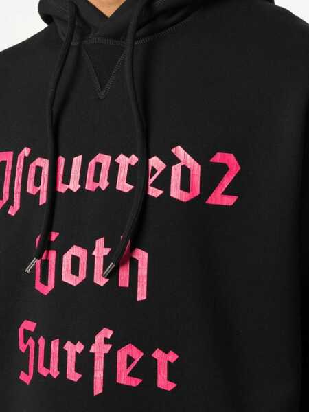 Bluze de trening DSQUARED2 Fleeced Cotton Gothsurfer Hoodie Black Barbati (BM 15148879) 5