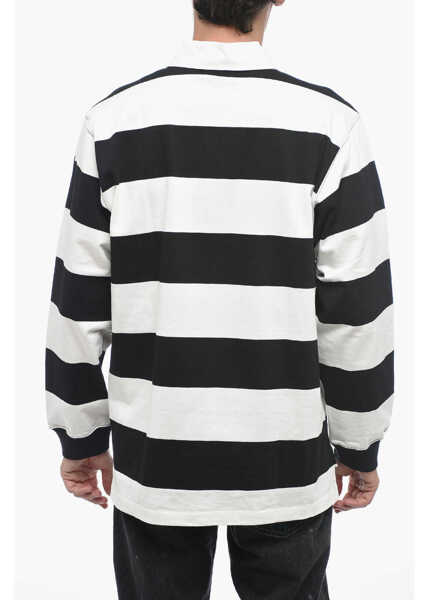 Tricouri Polo ETRO Long Sleeved Two-Tone Striped Polo Shirt Black & White Barbati (BM 15148885) 2