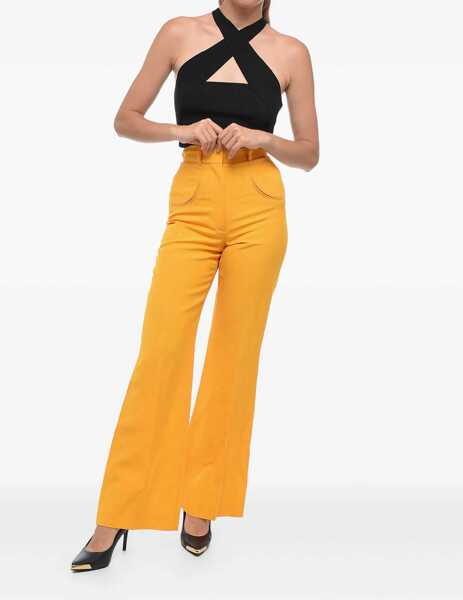 Pantaloni casual Casablanca Flared Pants With Western Pocket Yellow Femei (BM 15148891) 2