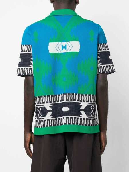 Camasi casual ALANUI Short Sleeved Jacquard Icon Shirt Blue Barbati (BM 15149032) 4