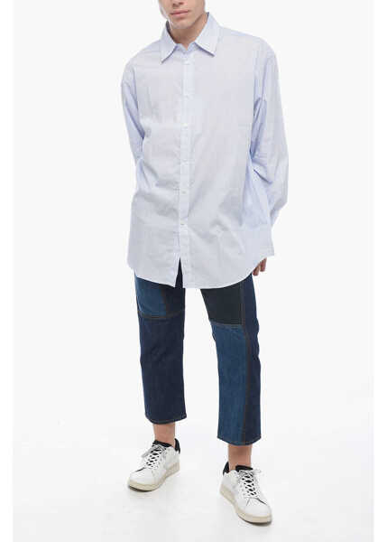 Camasi casual HED MAYNER Spread Collar Striped Shirt Blue Barbati (BM 15149116) 4