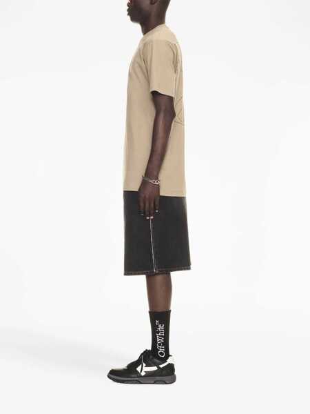 Tricouri Off-White Slim Fit Crew-Neck T-Shirt With Embroidered Logo Beige Barbati (BM 15149134) 3