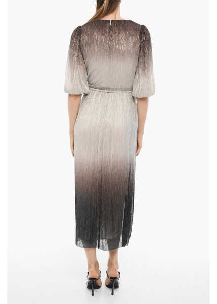 Rochii lungi COSTARELLOS Metallic V-Neck Tunic Dress With Belt Silver Femei (BM 15149152) 2