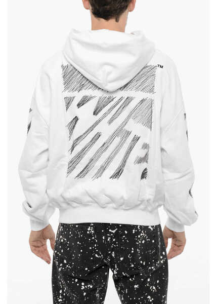 Bluze de trening Off-White Brushed Cotton Scribble Diag Hoodie White Barbati (BM 15149323) 2