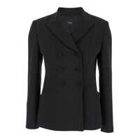 Sacouri Black Double-Breasted Jacket With Peak Revers In Fabric Woman Femei