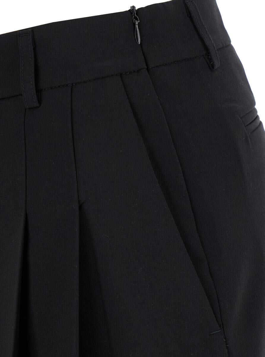 Fuste PLAIN Black Pleated Miniskirt In Fabric Woman Black Femei (BM 15151072) 3