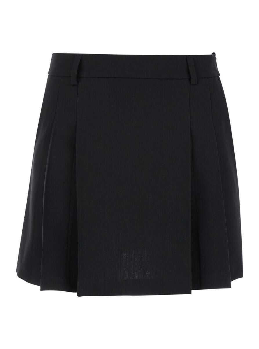 Fuste PLAIN Black Pleated Miniskirt In Fabric Woman Black Femei (BM 15151072) 1