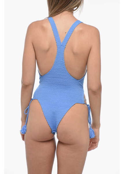 Costume de baie intregi ELOU Crochet Lin One Piece Swimsuit With Cut-Out Details Blue Femei (BM 15167722) 2