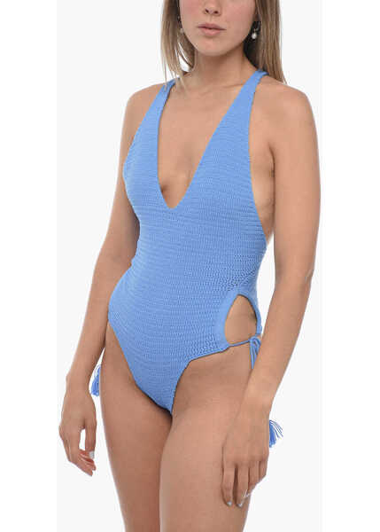 Costume de baie intregi ELOU Crochet Lin One Piece Swimsuit With Cut-Out Details Blue Femei (BM 15167722) 1