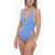 ELOU Crochet Lin One Piece Swimsuit With Cut-Out Details Blue