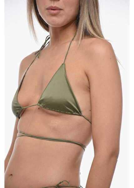 Costume de baie 2 piese OSEREE Solid Color Satin Tie-Side Bikini Green Femei (BM 15167737) 3