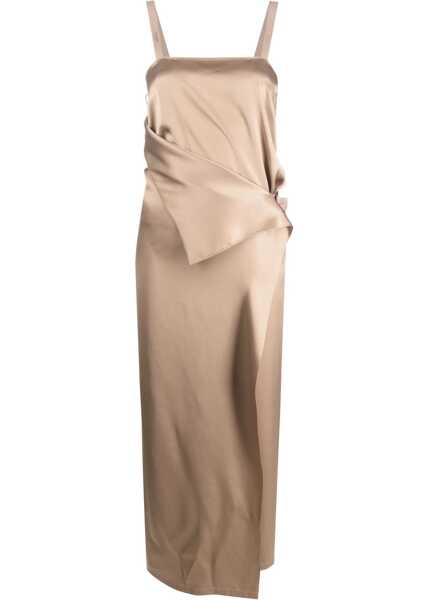 Rochii lungi Fendi Silk Satin Fluid Slip Dress With Tape Straps Beige Femei (BM 15170671) 1