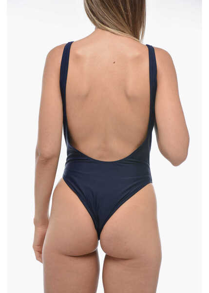 Costume de baie intregi SPORTY & RICH Solid Color Carla One-Piece Swimsuit With Contrasting Logo Blue Femei (BM 15170695) 2