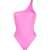 THE ATTICO One Shoulder One-Piece Swimsuit Pink