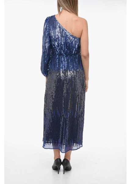 Rochii lungi RIXO One-Shoulder Bradshaw Sequined Dress Blue Femei (BM 15170884) 2