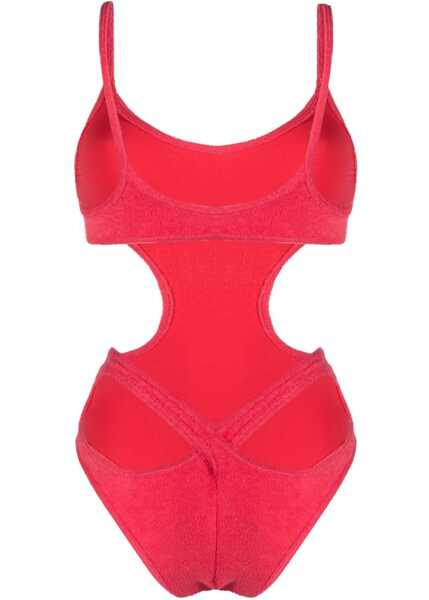 Costume de baie intregi THE ATTICO Terry One-Piece Swimsuit With Criss-Cross Straps On The Back Red Femei (BM 15170917) 2