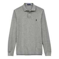 Tricouri Polo Grey Polo Shirt With Pony Embroidery On The Front And Long Sleeves In Cotton Man Barbati