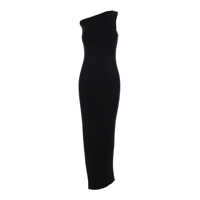 Rochii 'Athena' Black Long One-Shoulder Dress In Ribbed Knit Woman Femei
