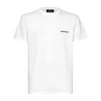Tricouri White Crewneck T-Shirt With Front Logo And Graphic Print On The Back In Cotton Man Barbati