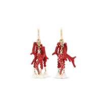 Cercei Dolce & Gabbana Creole Earrings With Coral Branches And Pearls Femei