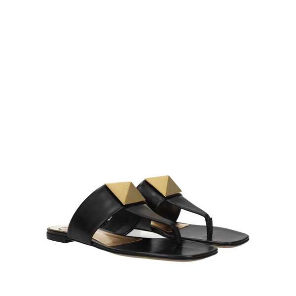 Sandale Valentino Garavani Valentino Garavani One Stud Leather Thong Sandals Black Femei (BM 15184000) 2