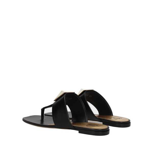 Sandale Valentino Garavani Valentino Garavani One Stud Leather Thong Sandals Black Femei (BM 15184000) 3