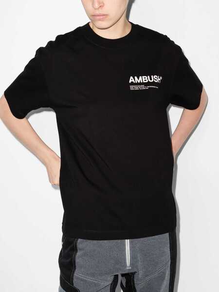 Tricouri AMBUSH Solid Color Crew-Neck T-Shirt With Contrasting Logo Black Femei (BM 15184021) 2