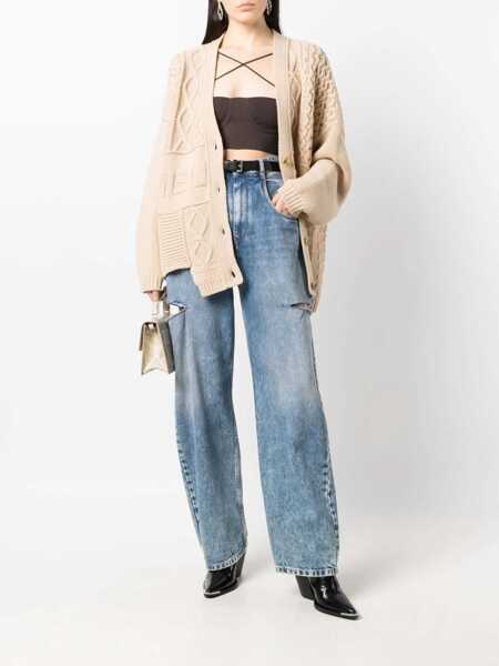 Cardigane AMBUSH V-Neck Cable Knit Cardigan Beige Femei (BM 15184060) 3