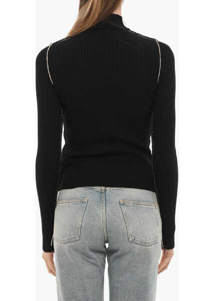 Pulovere Off-White Seasonal Turtle-Neck Ribbed Sweater With Contrasting Details Black Femei (BM 15184069) 2