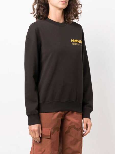 Hanorace AMBUSH Brushed Cotton Crew-Neck Sweatshirt With Printed Logo Brown Femei (BM 15184117) 3