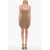 Off-White Seasonal Stretch Fabric Sheath Dress With Logoed Straps Beige