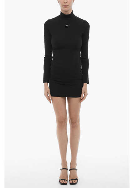 Rochii scurte Off-White Long Sleeved Stretch Nylon Bodycon Dress Black Femei (BM 15184135) 1