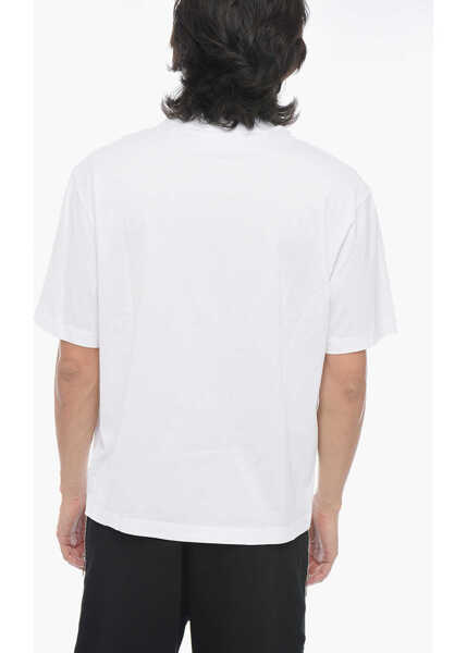 Tricouri Neil Barrett Solid Color Slim Fit T-Shirt With Eyelets Details White Barbati (BM 15200701) 2