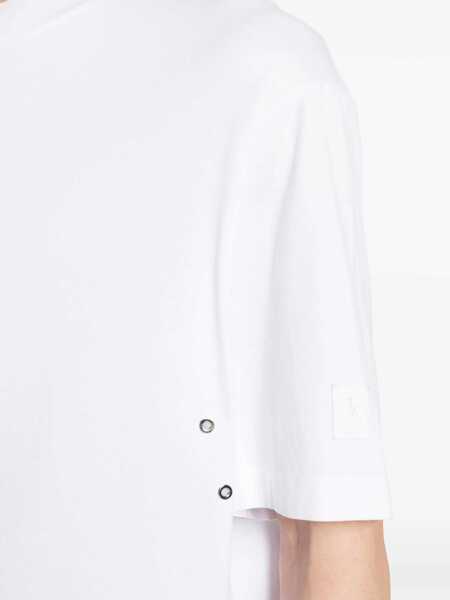 Tricouri Neil Barrett Slim Fit Solid T-Shirt With Eyelet Details White Barbati (BM 15200701) 5