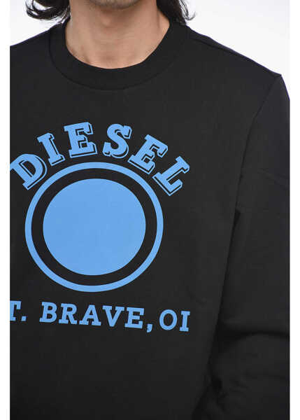 Bluze de trening Diesel Felpa Girocollo S-Ginn-K35 In Cotone Garzato Con Stampa Logo Black Barbati (BM 15200767) 3