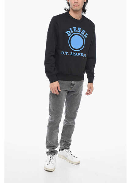 Bluze de trening Diesel Felpa Girocollo S-Ginn-K35 In Cotone Garzato Con Stampa Logo Black Barbati (BM 15200767) 4