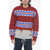 DSQUARED2 Jacquard Hybrid Canadian Sweater With Distressed Detail Red