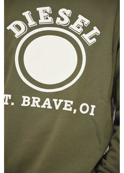 Bluze de trening Diesel Brushed Cotton S-Ginn-K35 Sweatshirt With Logo Print Green Barbati (BM 15200944) 3