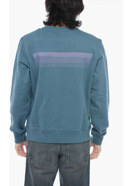 Bluze de trening Diesel Brushed Cotton S-Ginn-E3 Crewneck Sweatshirt With Logo Print Light Blue Barbati (BM 15201124) 2