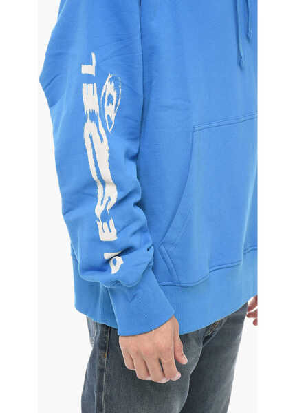 Bluze de trening Diesel Brushed Cotton S-Macs-G7 Printed Hoodie Light Blue Barbati (BM 15201130) 3