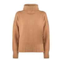 Pulovere Base Camel Merino Wool Turtleneck Sweater Femei